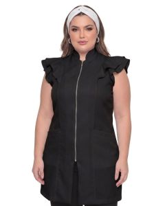 Jaleco Plus Size Z&iacute;per Valentina Preto