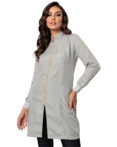 Jaleco Feminino com Zíper Cinza Nice