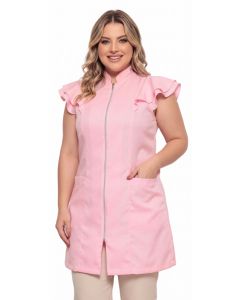 Jaleco Plus Size Zíper Valentina Rosa