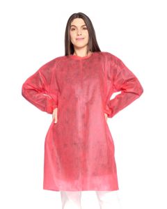 Avental Descartável Vermelho Manga Longa 40 g com 10 unidades