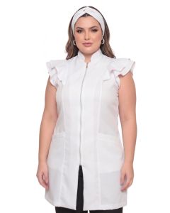 Jaleco Plus Size Z&iacute;per Valentina Branco