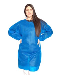 Avental Descartável Azul Royal Manga Longa 40 g com 5 unidades
