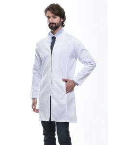 Jaleco Masculino Branco Gola Padre Slim com Zíper Viena