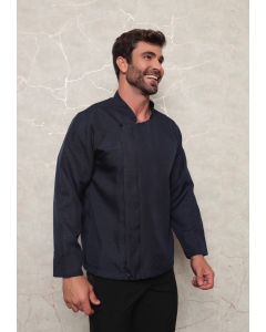 Dolma Chef Masculina com Zíper Azul Marinho Nápoles
