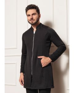 Jaleco Masculino Preto Gabardine Zíper Ritz