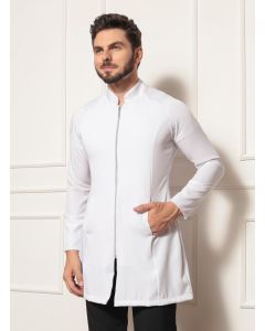 Jaleco Masculino Branco Gabardine Zíper Ritz