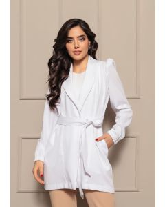 Jaleco Feminino em Alfaiataria Branco Sabrina