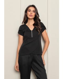 Scrub Conjunto Feminino Transpassado Preto Maria