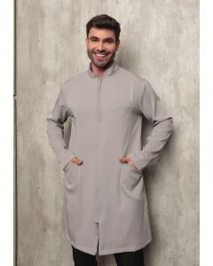 Jaleco Masculino Cinza Gabardine Zíper Baltic