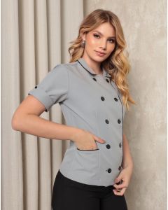 Dolma Chef Feminina Manga Curta Cinza Celine