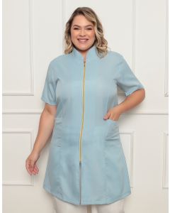 Jaleco Feminino Malta Plus Size Azul Claro