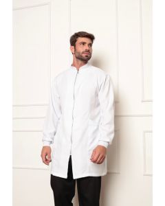 Jaleco Masculino Gola Padre Zíper e Punhos Branco Veneto
