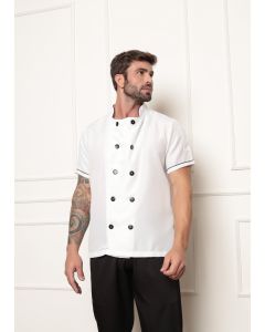 Dolma Chef Masculina  Manga Curta Branco Emerald
