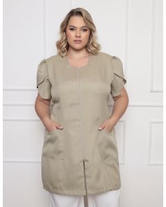 Jaleco Manga Curta Aurora Plus Size Bege
