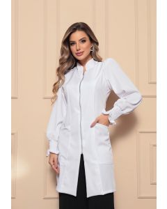 Jaleco Feminino com Zíper Manga Bufante Branco Sofie