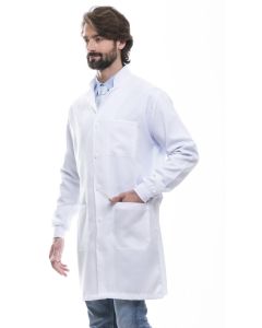 Jaleco Masculino Branco Gola Padre com Punhos em malha Algarve