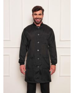 Jaleco Masculino Preto Gola Padre Punhos em malha Algarve
