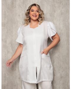 Jaleco Manga Curta Aurora Plus Size Branco